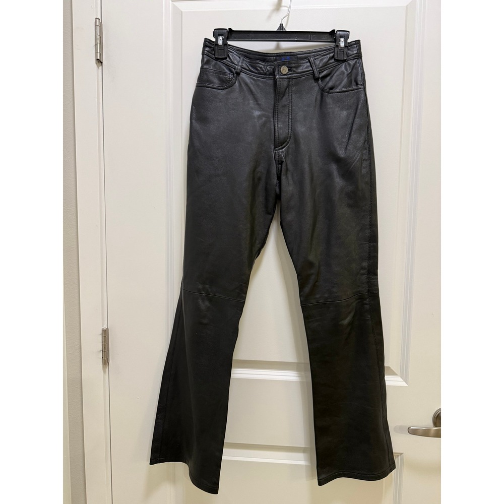 Joujou Skins Black Leather Pants Womens 5/6 High Rise Straight Flare RN 53728